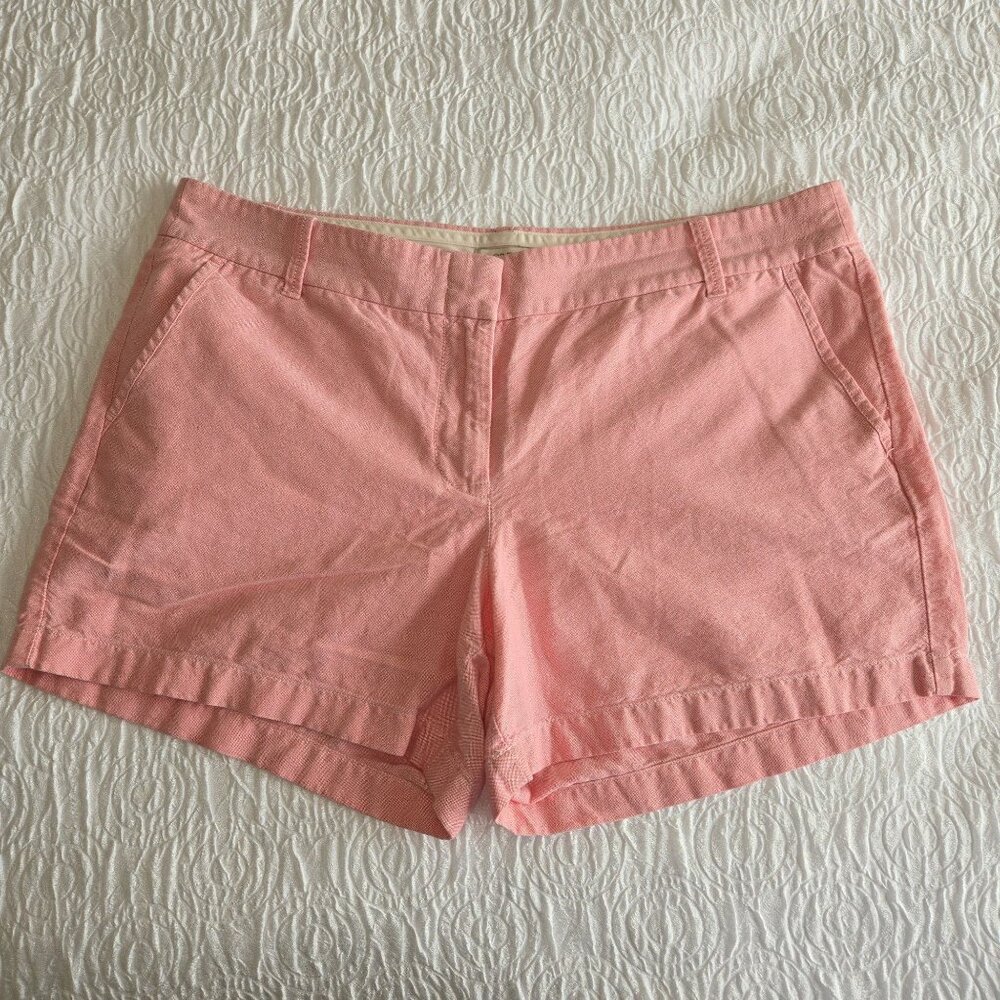 J Crew Women's Size 12 Pink 100% Cotton Chino Shorts Mid Rise With Pockets